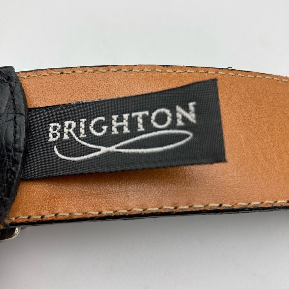 Brighton 1993 Vintage Silver Details Size M 43003 Black Leather Belt - Picture 9 of 12